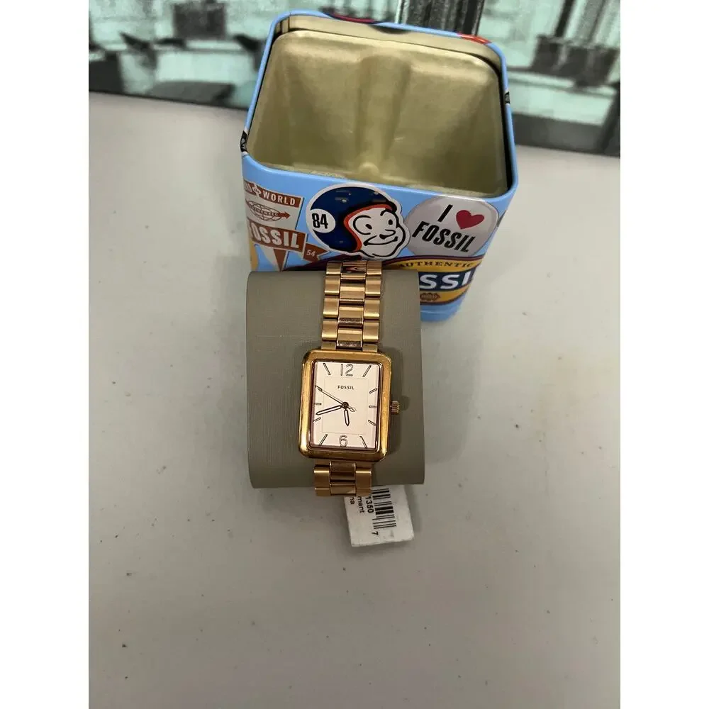 Fossil Atwater ES4156 Rose Gold Square Quartz Watch NWT